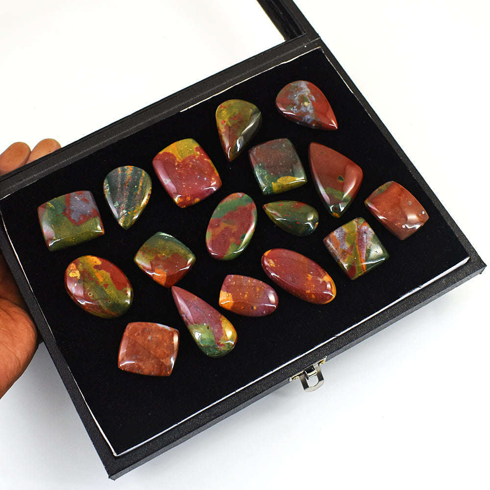 gemsmore:Exclusive Bloodstone Untreated Gemstone Cabochon Lot