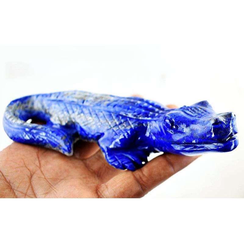 gemsmore:Exclusive Blue Lapis Lazuli Single Stone Carved Crocodile