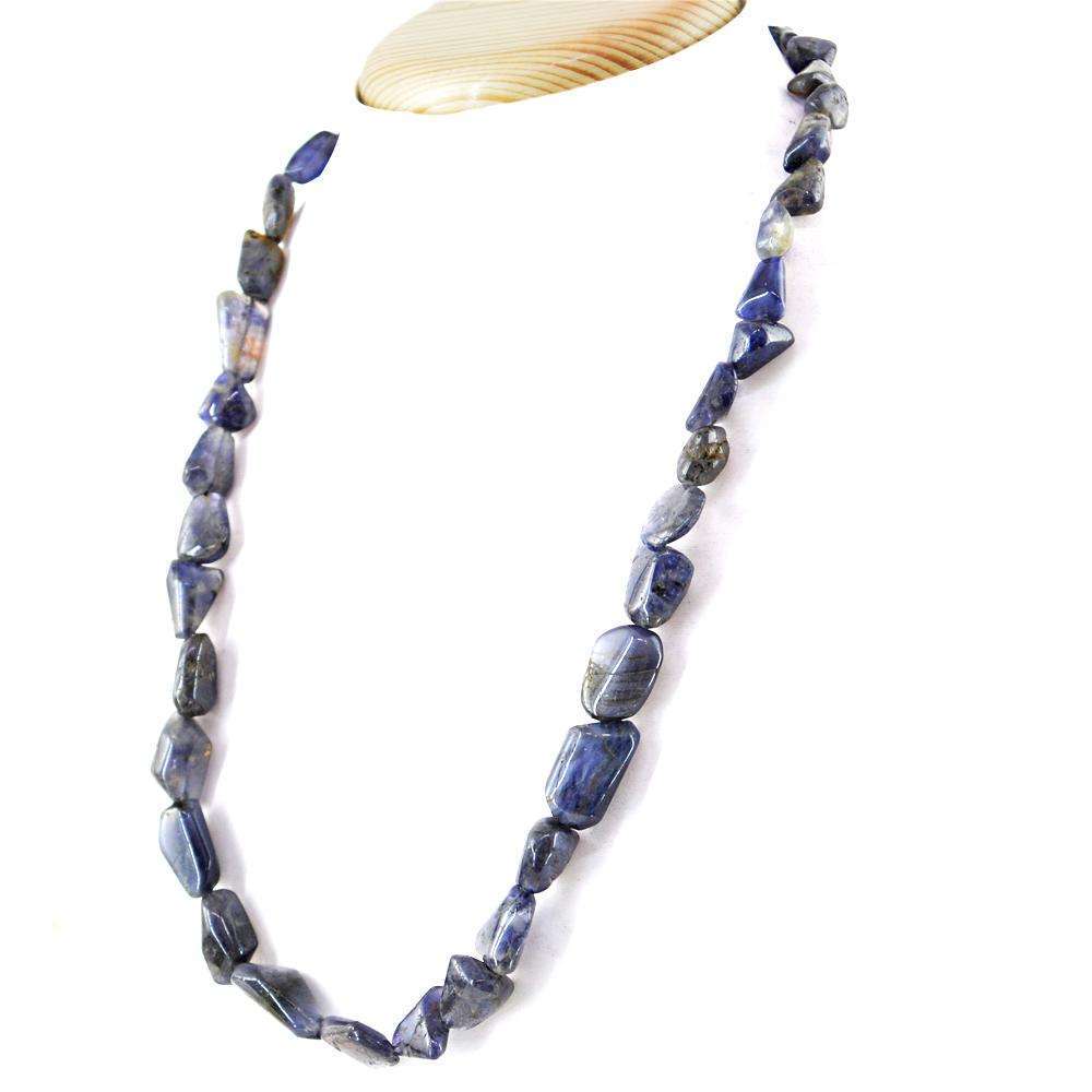 gemsmore:Exclusive Blue Tanzanite Beads Necklace Natural Single Strand Untreated Beads