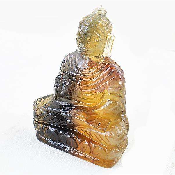 gemsmore:Exclusive Carved Multicolor Fluorite Lord Buddha Idol