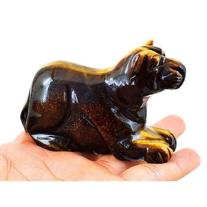 gemsmore:Exclusive Golden Tiger Eye Hand Carved Doggy