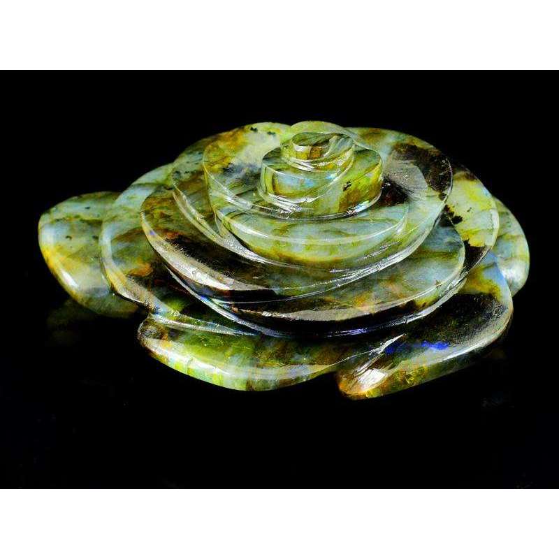 gemsmore:Exclusive Hand Carved Labradorite Rose Gemstone