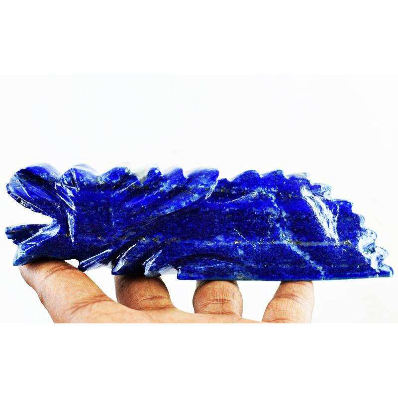 gemsmore:Exclusive Hand Carved Lapis Lazuli Hand Dragon Gemstone