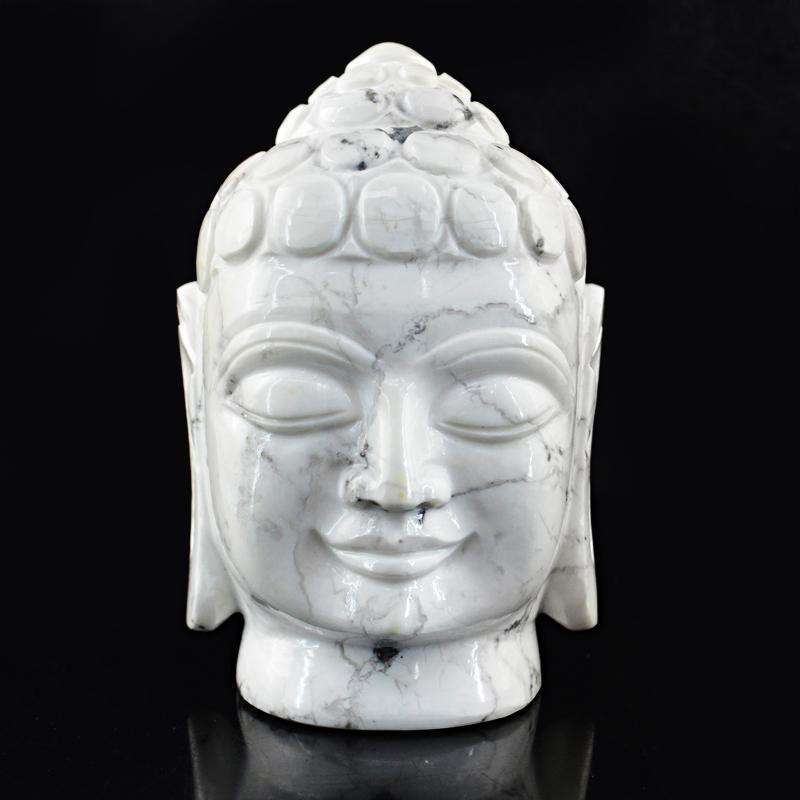 gemsmore:Exclusive Howlite Hand Carved Buddha Head