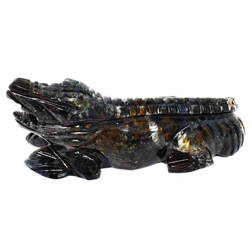 gemsmore:Exclusive Iolite Hand Carved Crocodile - Genuine Gemstone