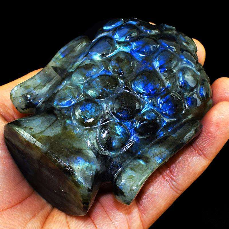 gemsmore:Exclusive Labradorite Gemstone Carved Lord Buddha Head Idol