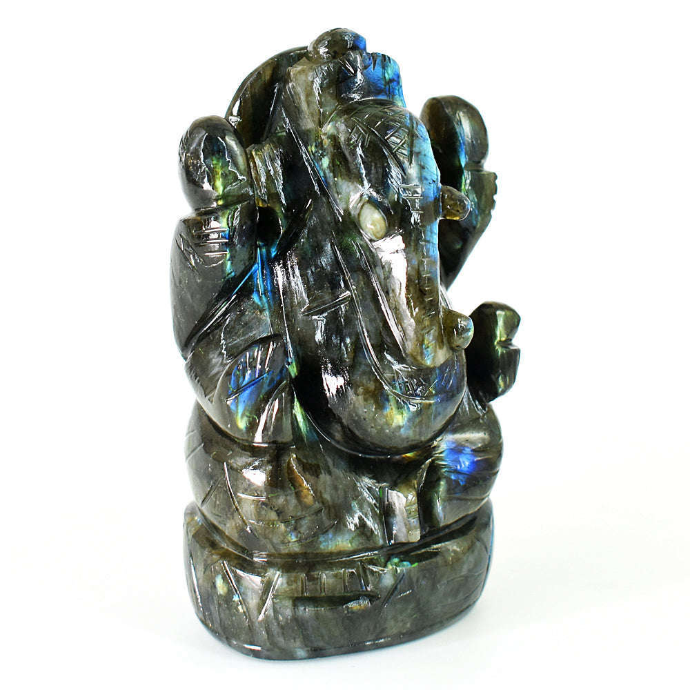 gemsmore:Exclusive Labradorite Hand Carved Genuine Crystal Gemstone Carving Lord Ganesha