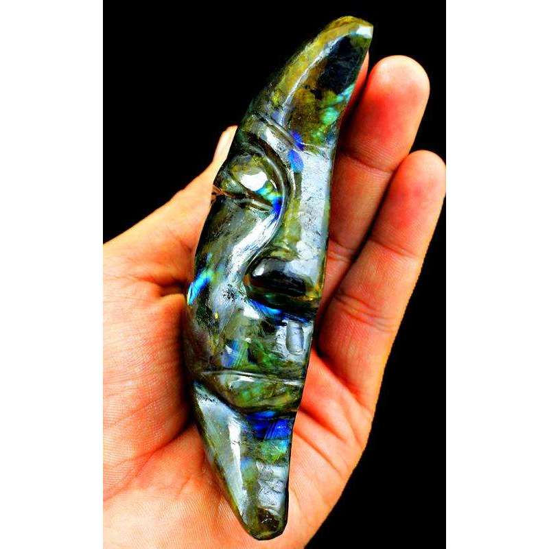 gemsmore:Exclusive Labradorite Hand Carved Moon Face