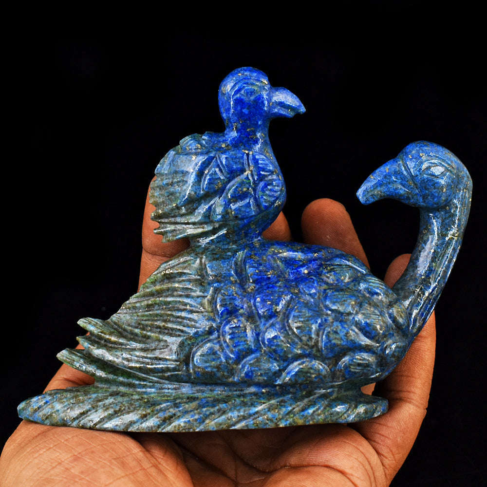 gemsmore:Exclusive Lapis Lazuli Hand Carved Genuine Crystal Gemstone Carving Bird