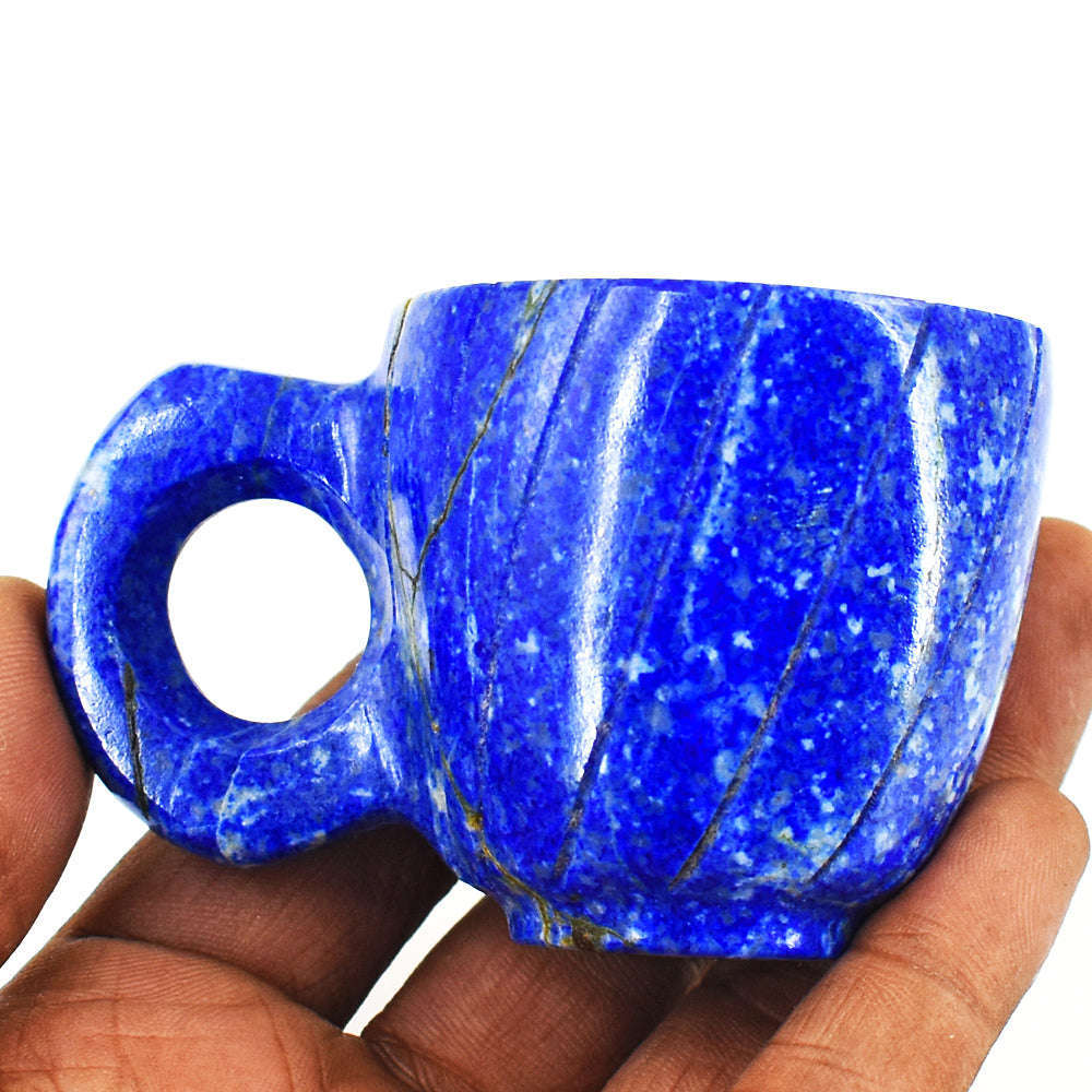 gemsmore:Exclusive Lapis Lazuli  Hand Carved Genuine Crystal Gemstone Carving Cup