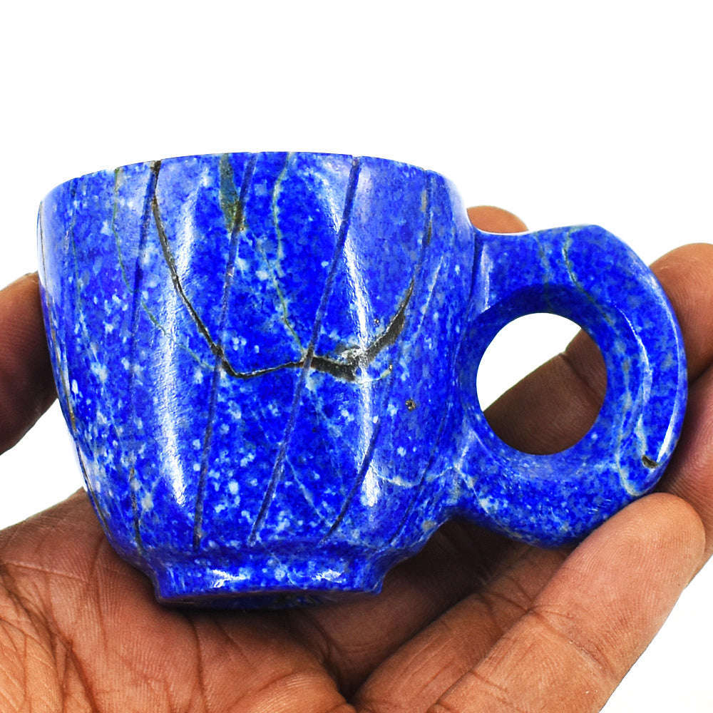 gemsmore:Exclusive Lapis Lazuli  Hand Carved Genuine Crystal Gemstone Carving Cup