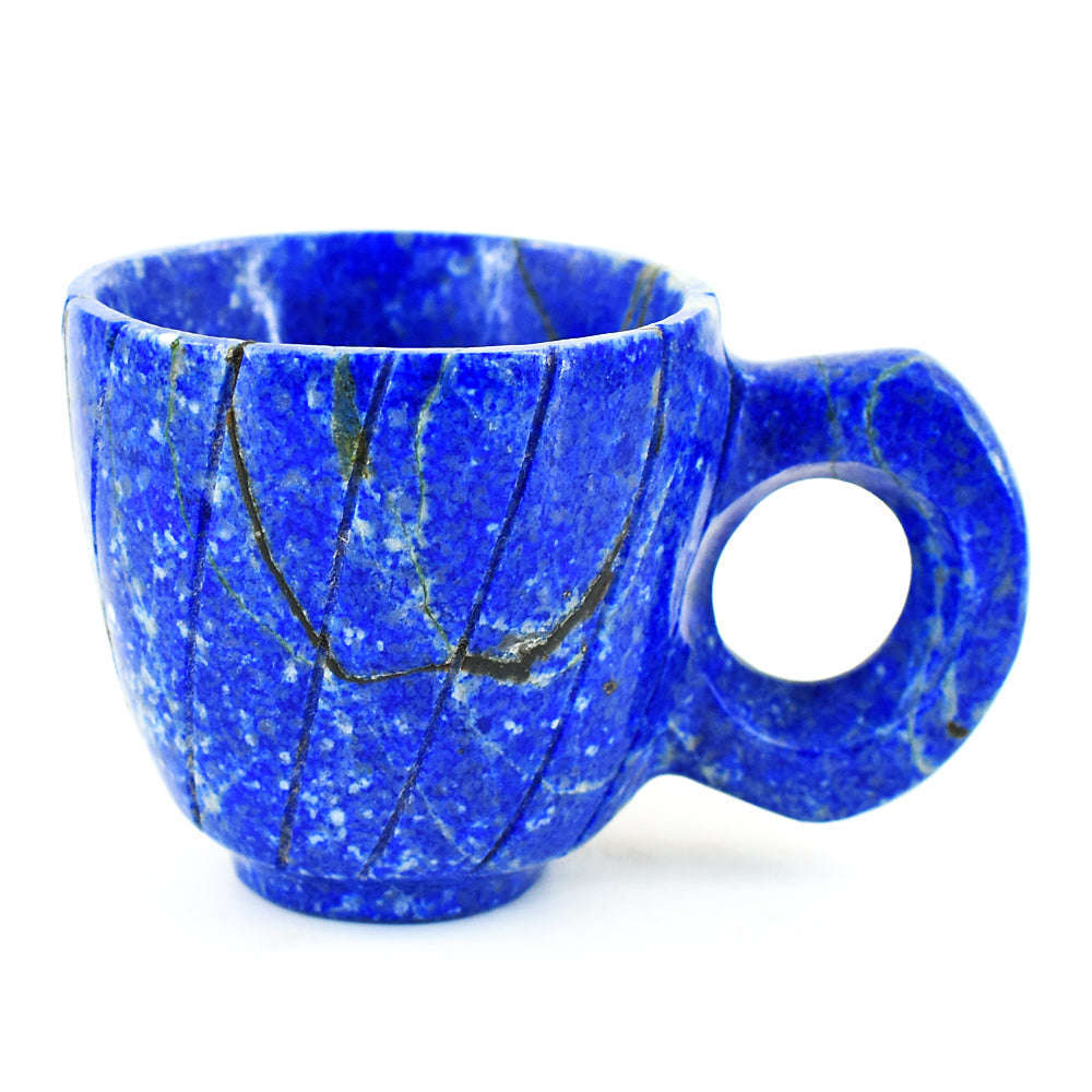 gemsmore:Exclusive Lapis Lazuli  Hand Carved Genuine Crystal Gemstone Carving Cup