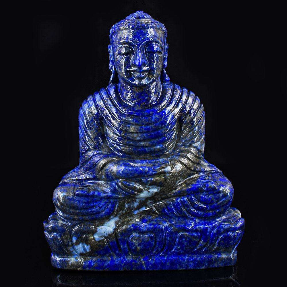 gemsmore:Exclusive Lapis Lazuli Hand Carved Genuine Crystal Gemstone Carving Lord Buddha