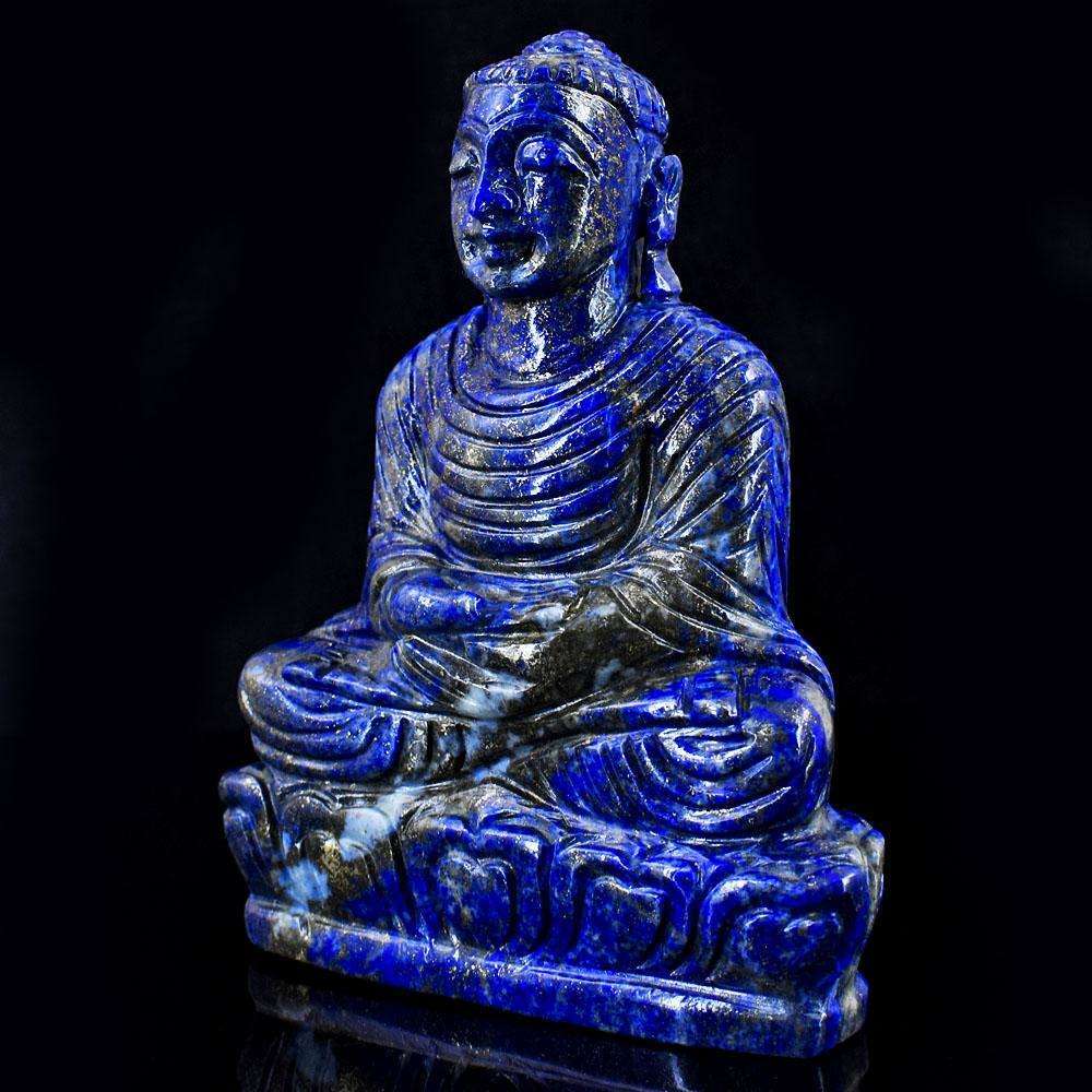 gemsmore:Exclusive Lapis Lazuli Hand Carved Genuine Crystal Gemstone Carving Lord Buddha