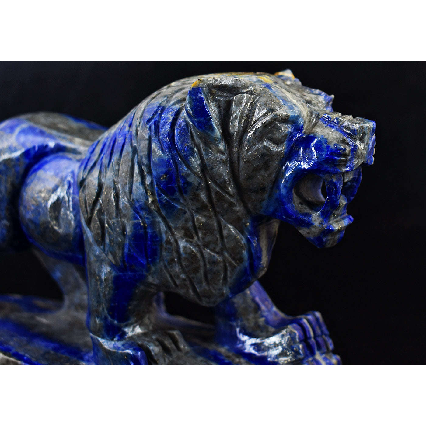 gemsmore:Exclusive Lapis Lazuli Hand Carved Genuine Crystal Lion