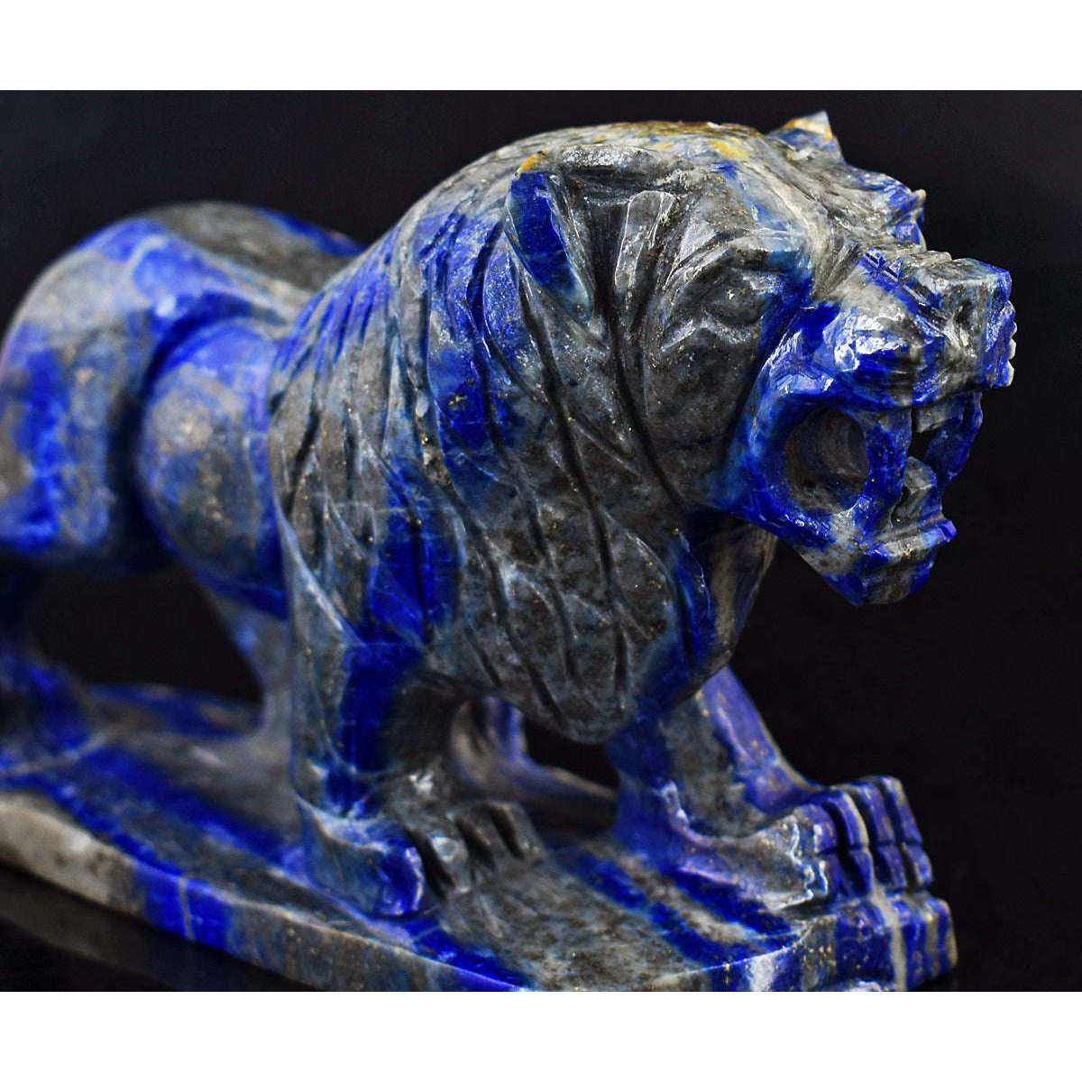 gemsmore:Exclusive Lapis Lazuli Hand Carved Genuine Crystal Lion