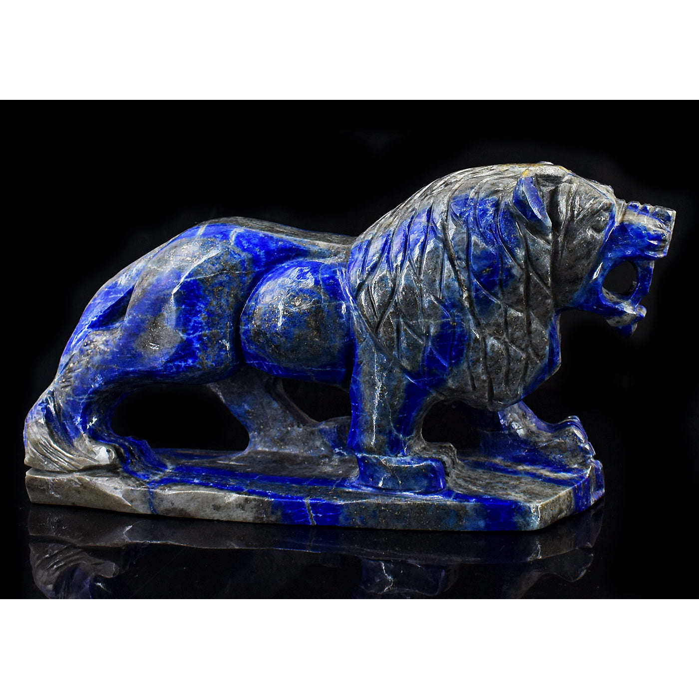 gemsmore:Exclusive Lapis Lazuli Hand Carved Genuine Crystal Lion