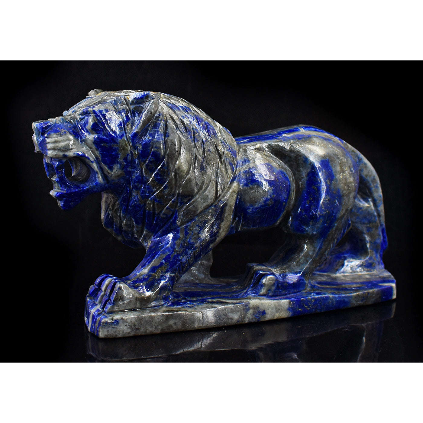 gemsmore:Exclusive Lapis Lazuli Hand Carved Genuine Crystal Lion