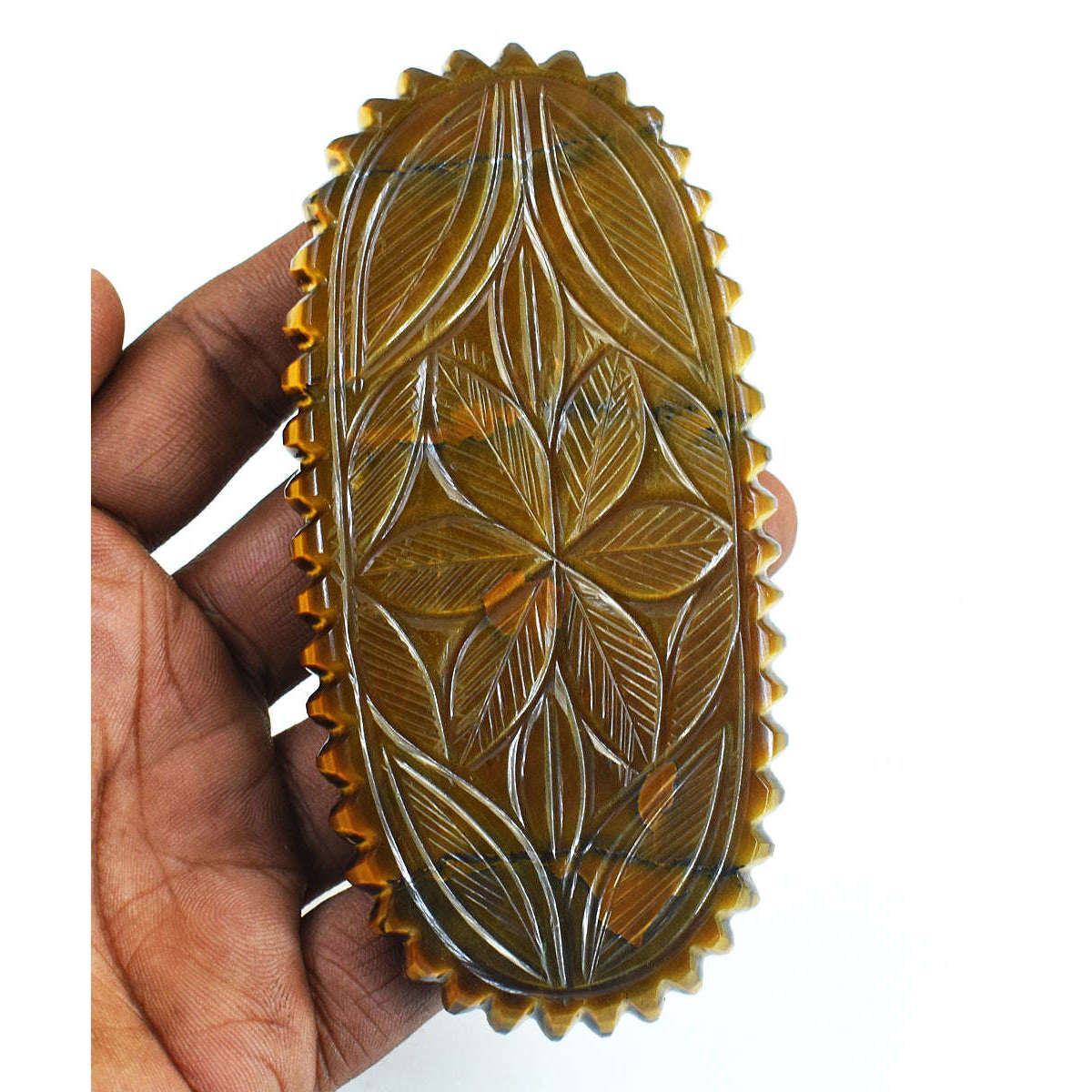 gemsmore:Exclusive Marra Mamba Tiger Eye Hand Carved Genuine Crystal Gemstone Carving Mughal Carved Cabochon