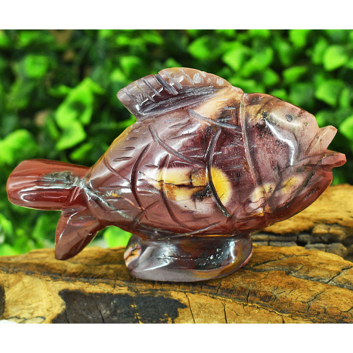 gemsmore:Exclusive Mookaite Hand Carved Genuine Crystal Gemstone Carving Fish