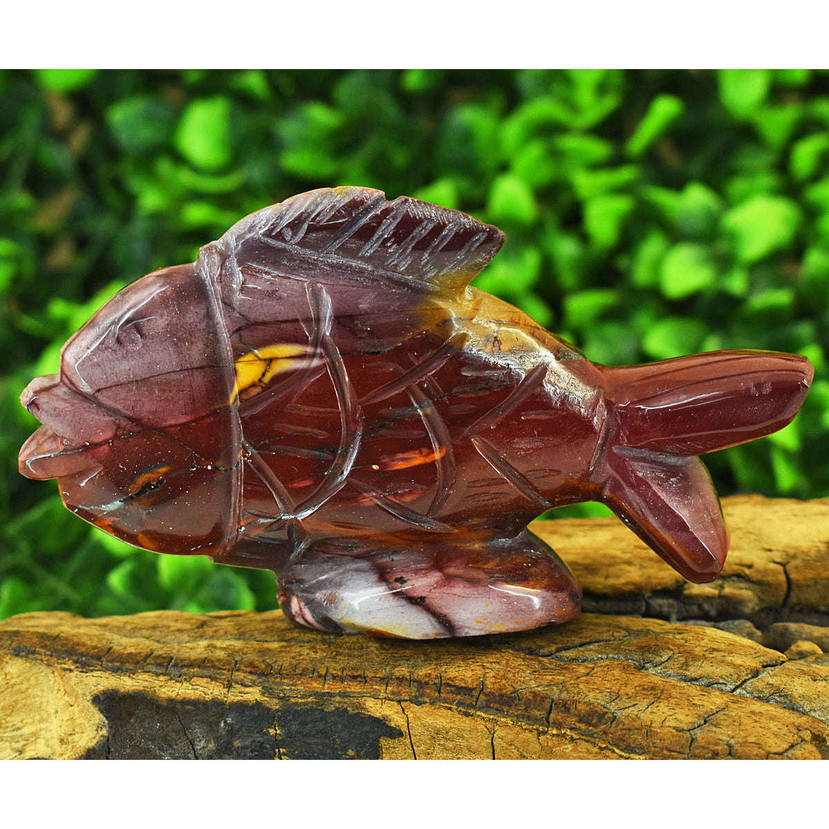 gemsmore:Exclusive Mookaite Hand Carved Genuine Crystal Gemstone Carving Fish