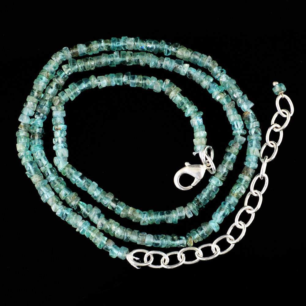 gemsmore:Exclusive Natural Blue Apatite Necklace Round Shape Untreated Beads