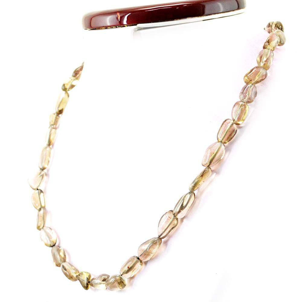 gemsmore:Exclusive Natural Smoky Quartz Necklace Untreated Beads