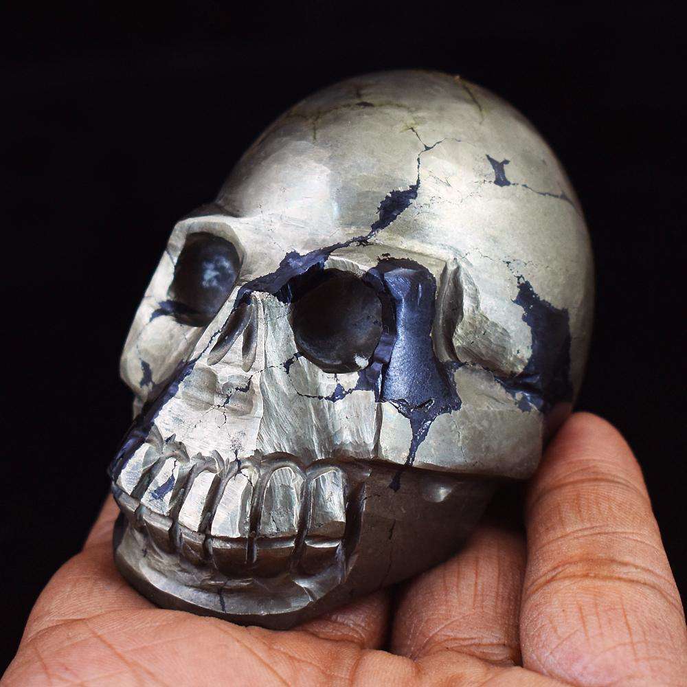 gemsmore:Exclusive Pyrite Hand Carved Skull