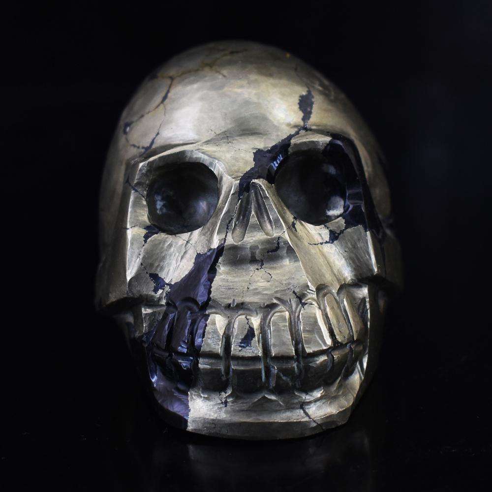 gemsmore:Exclusive Pyrite Hand Carved Skull