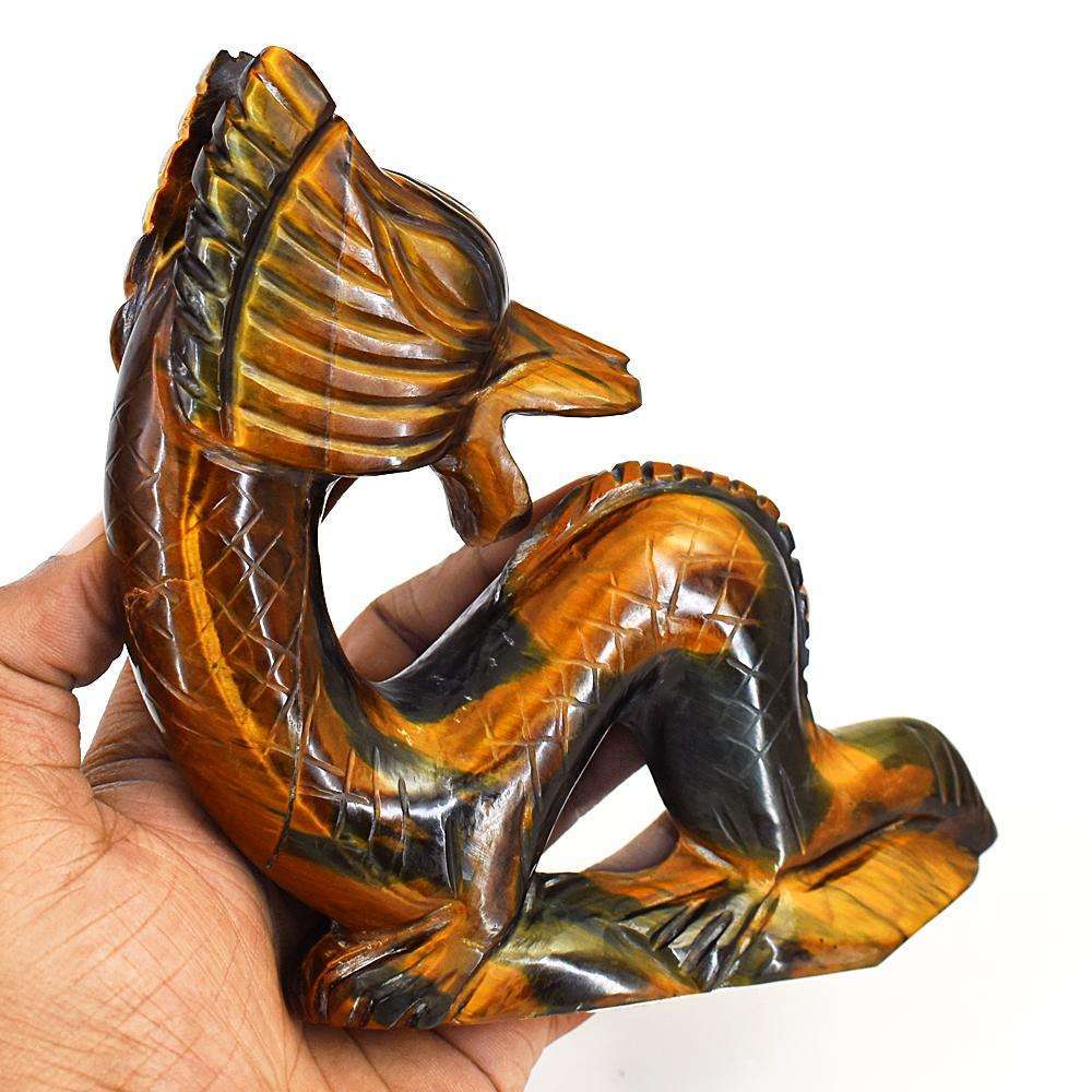 gemsmore:Exclusive Tiger Eye Hand Carved Dragon Crystal Gemstone Carving