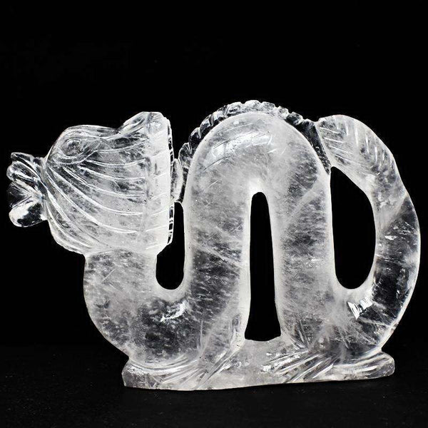 gemsmore:Exclusive White Quartz Detailed Hand Carved Dragon