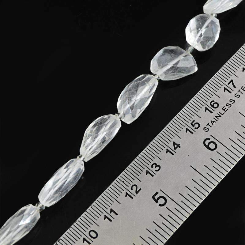 gemsmore:Exclusive White Quartz Drilled Beads Strand Natural Faceted