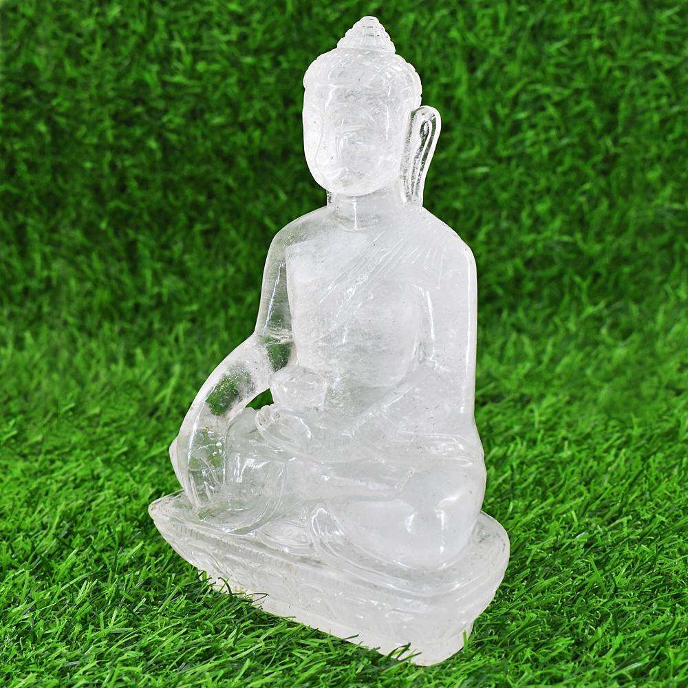 gemsmore:Exclusive White Quartz Hand Carved Genuine Crystal Gemstone Carving Huge Lord Buddha