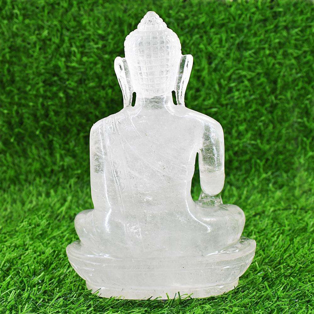 gemsmore:Exclusive White Quartz Hand Carved Genuine Crystal Gemstone Carving Huge Lord Buddha