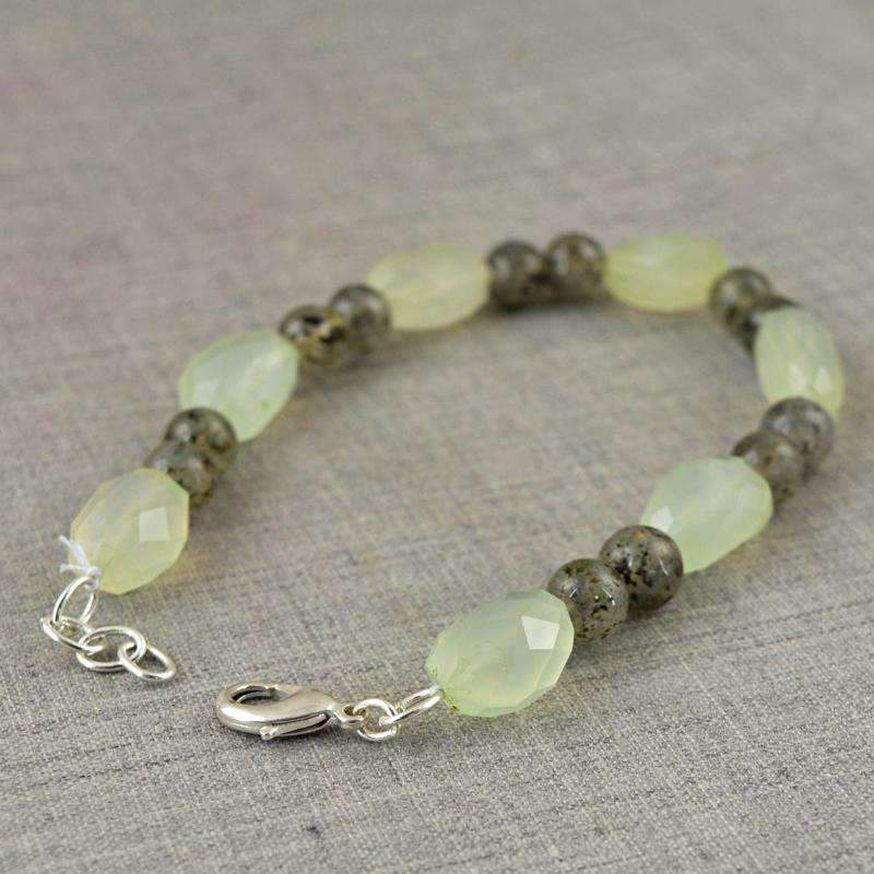 gemsmore:Faceted Chalcedony & Rutile Quartz Bracelet Natural Round Beads