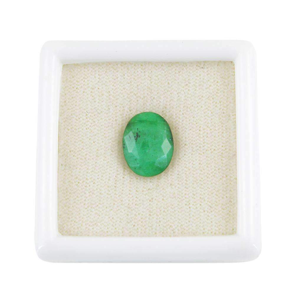 gemsmore:Faceted Green Emerald Gemstone Earth Mined Oval Shape