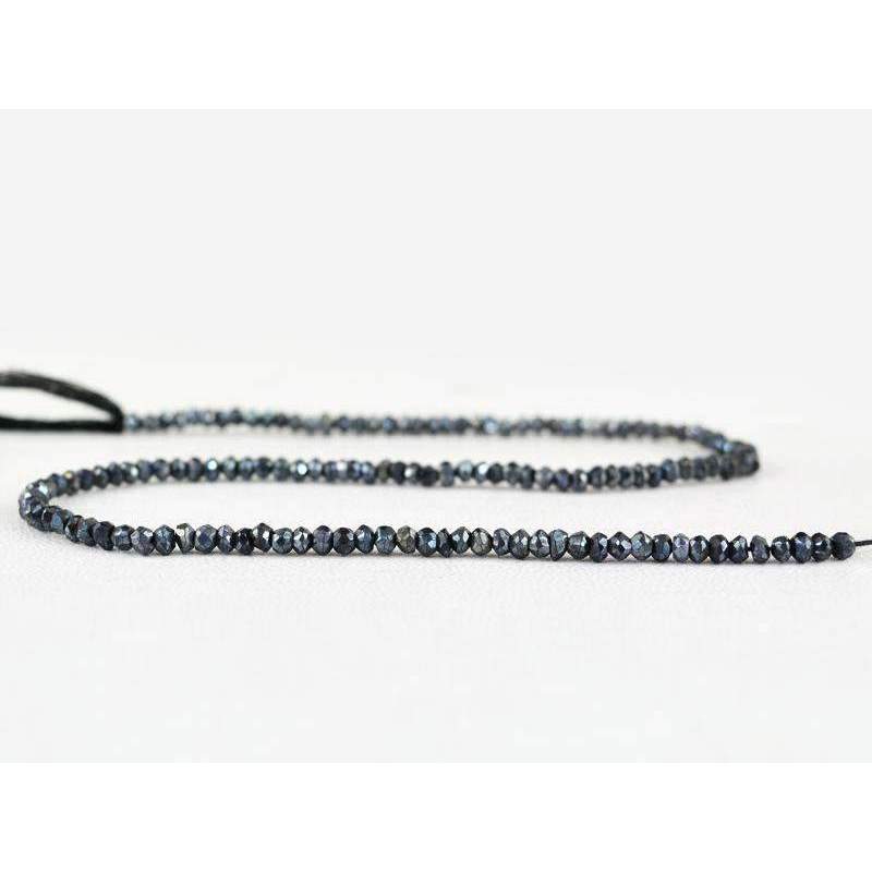 gemsmore:Faceted Hematite Drilled Beads Strand Natural Round Shape