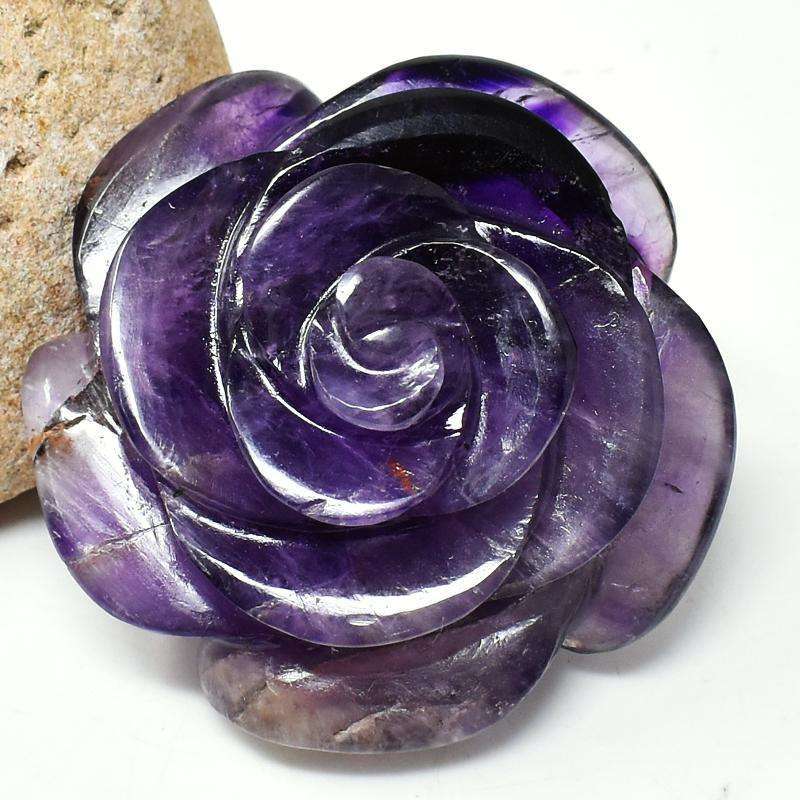 gemsmore:Finely Hand Carved Purple Amethyst Rose