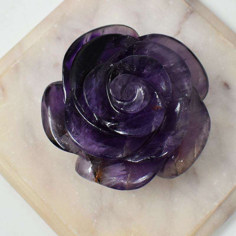 gemsmore:Finely Hand Carved Purple Amethyst Rose