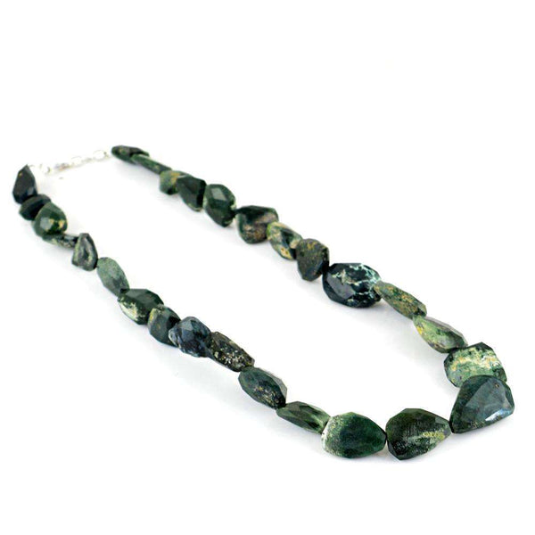 Forest Green Jasper Necklace Natural Single Strand Faceted Beads