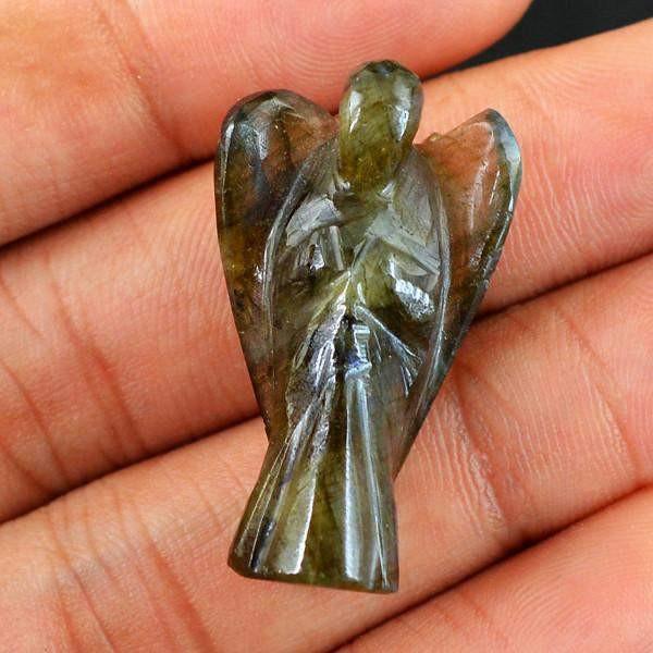 gemsmore:Genuine 33.40 Cts Carved Healing Angel Labradorite Gemstone