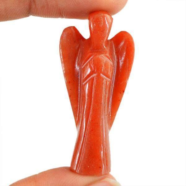 gemsmore:Genuine 65.35 Cts Carved Healing Angel Orange Carnelian Gemstone