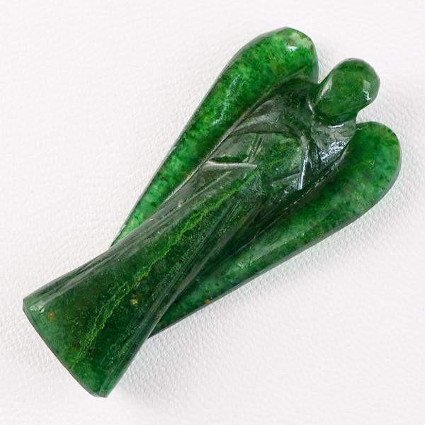 gemsmore:Genuine 66.05 Cts Carved Healing Angel Green Jade Gemstone