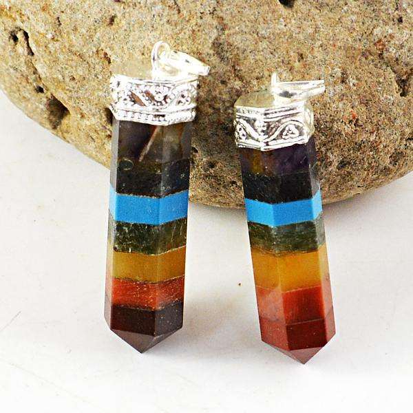 gemsmore:Genuine Amazing Seven Chakra Healing Point Pendant Lot