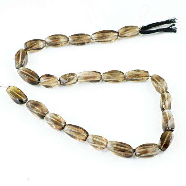 gemsmore:Genuine Amazing Smoky Quartz Drilled Beads Strand