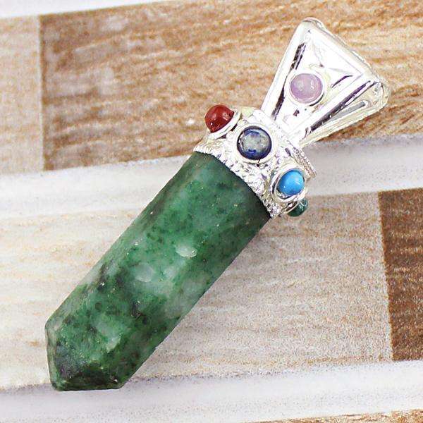 gemsmore:Genuine Amazing Tree Agate Seven Chakra Healing Point Pendant