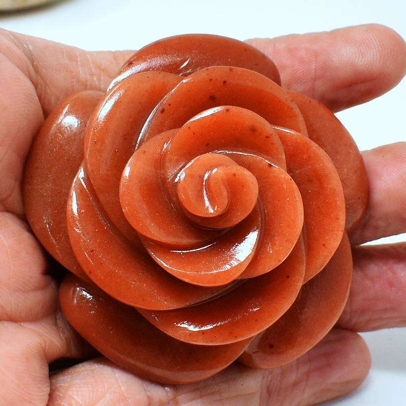 gemsmore:Genuine Aventurine Hand Carved Rose