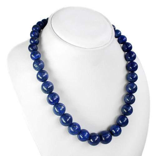 gemsmore:Genuine Blue Lapis Lazuli Beads Necklace