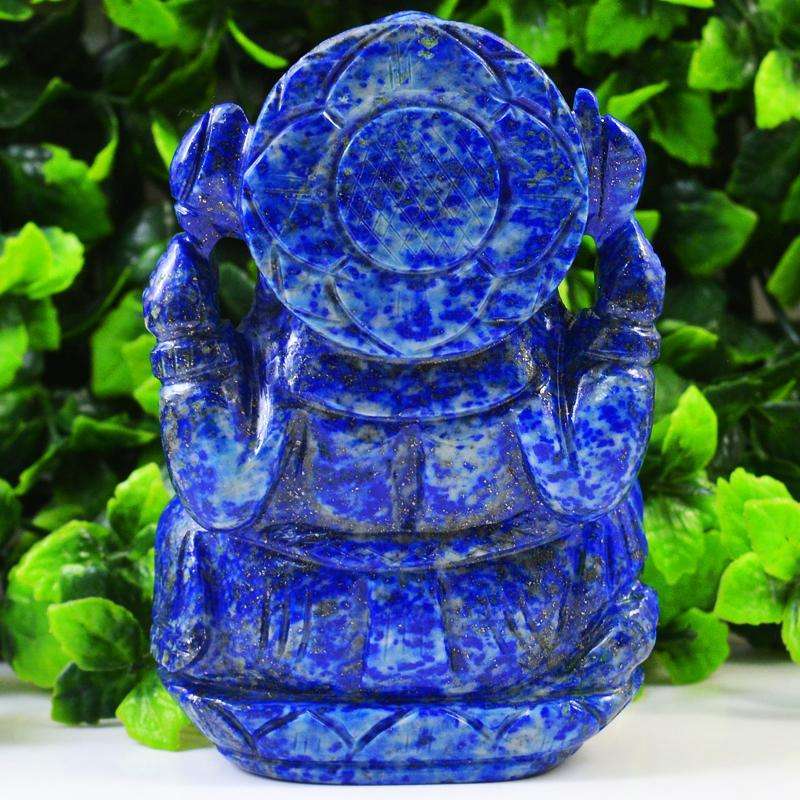 gemsmore:Genuine Blue Lapis Lazuli Carved Lord Ganesha