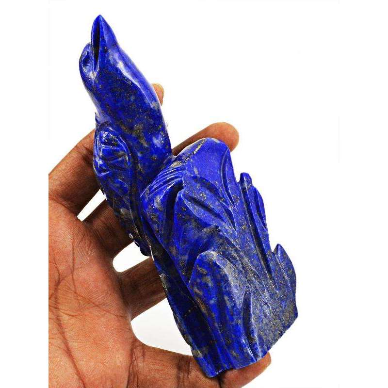 gemsmore:Genuine Blue Lapis Lazuli Hand Carved Bird On Branch